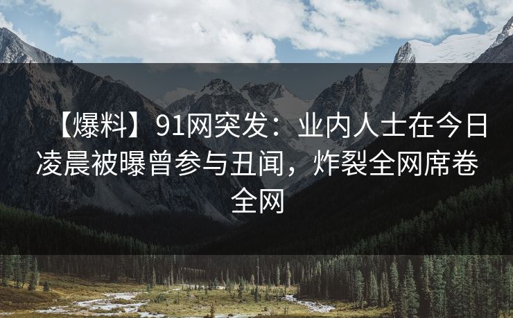 【爆料】91网突发：业内人士在今日凌晨被曝曾参与丑闻，炸裂全网席卷全网