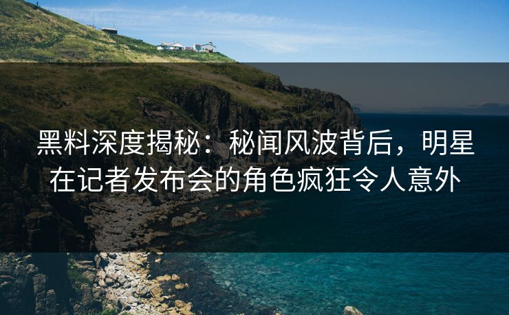 黑料深度揭秘：秘闻风波背后，明星在记者发布会的角色疯狂令人意外