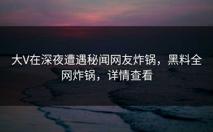 大V在深夜遭遇秘闻网友炸锅，黑料全网炸锅，详情查看