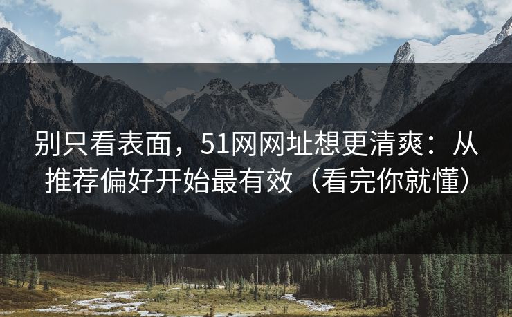 别只看表面，51网网址想更清爽：从推荐偏好开始最有效（看完你就懂）